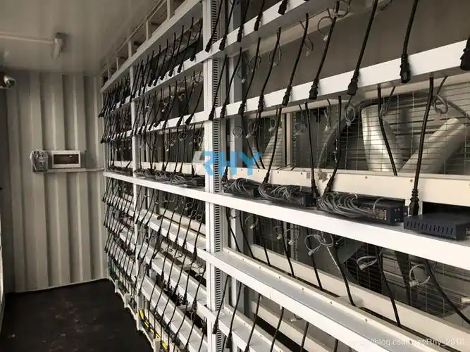 Expansive crypto mining farm with hundreds of ASIC rigs