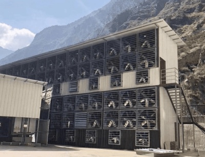 A modern mining farm utilizing green energy sources for ASIC miners.